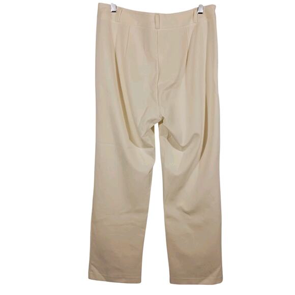 J. Mclaughlin Dress Pants Womens Size 6 High Rise Flat Front Wide Leg Ivory FLAW - Picture 3 of 15